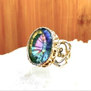 Sterling Silver Blue-Green Magic Topaz Ring Sz 8